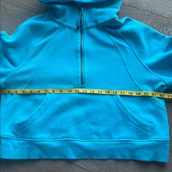 Lululemon Oversized 1/2 Zip Scuba Hoodie in 'Electric Turquoise' (M/L) *Stain* - Picture 11 of 14